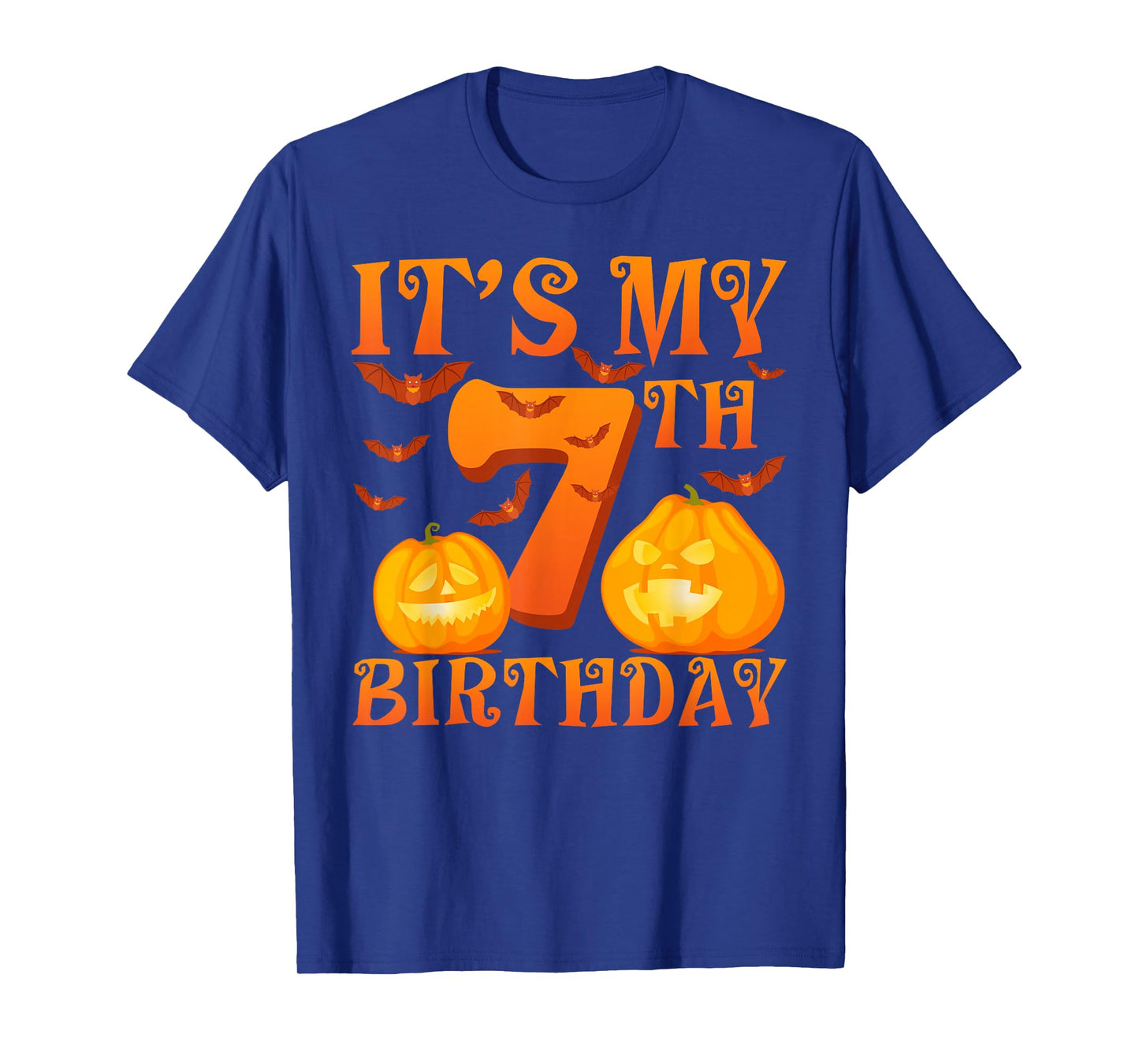 It's My 7th Birthday Pumpkins 7 Years Old Halloween Day Kids T-Shirt