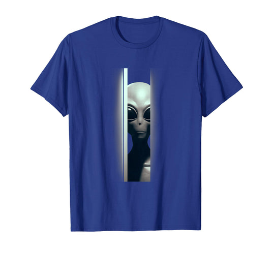 Alien Peeking Zeta-Reticuli Ufonaut UFO Abduction Sci-fi T-Shirt