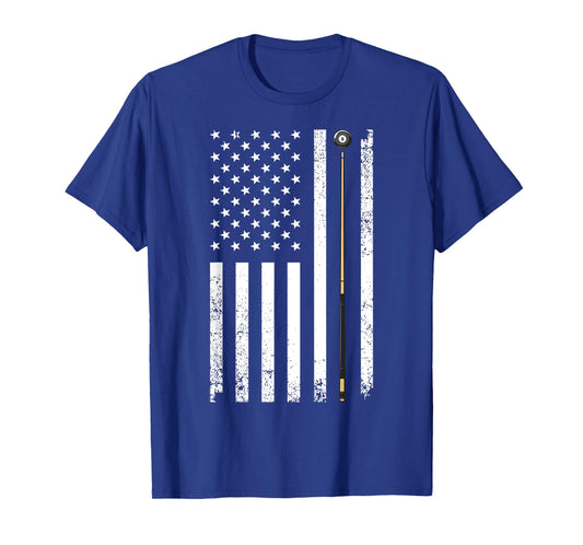 Funny US Flag Billiards Design For Men Women Billiard Player T-Shirt