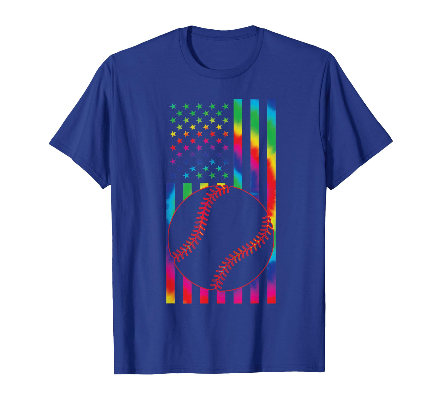 ball of Baseball Tie dye American Flag baseball sport T-Shirt