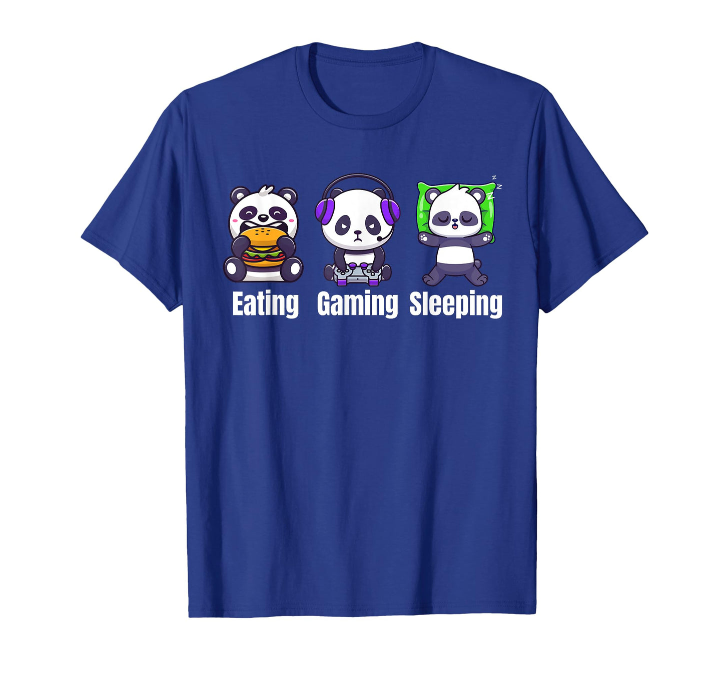 Panda Eating Gaming Sleeping Gamer Men Kids T-Shirt