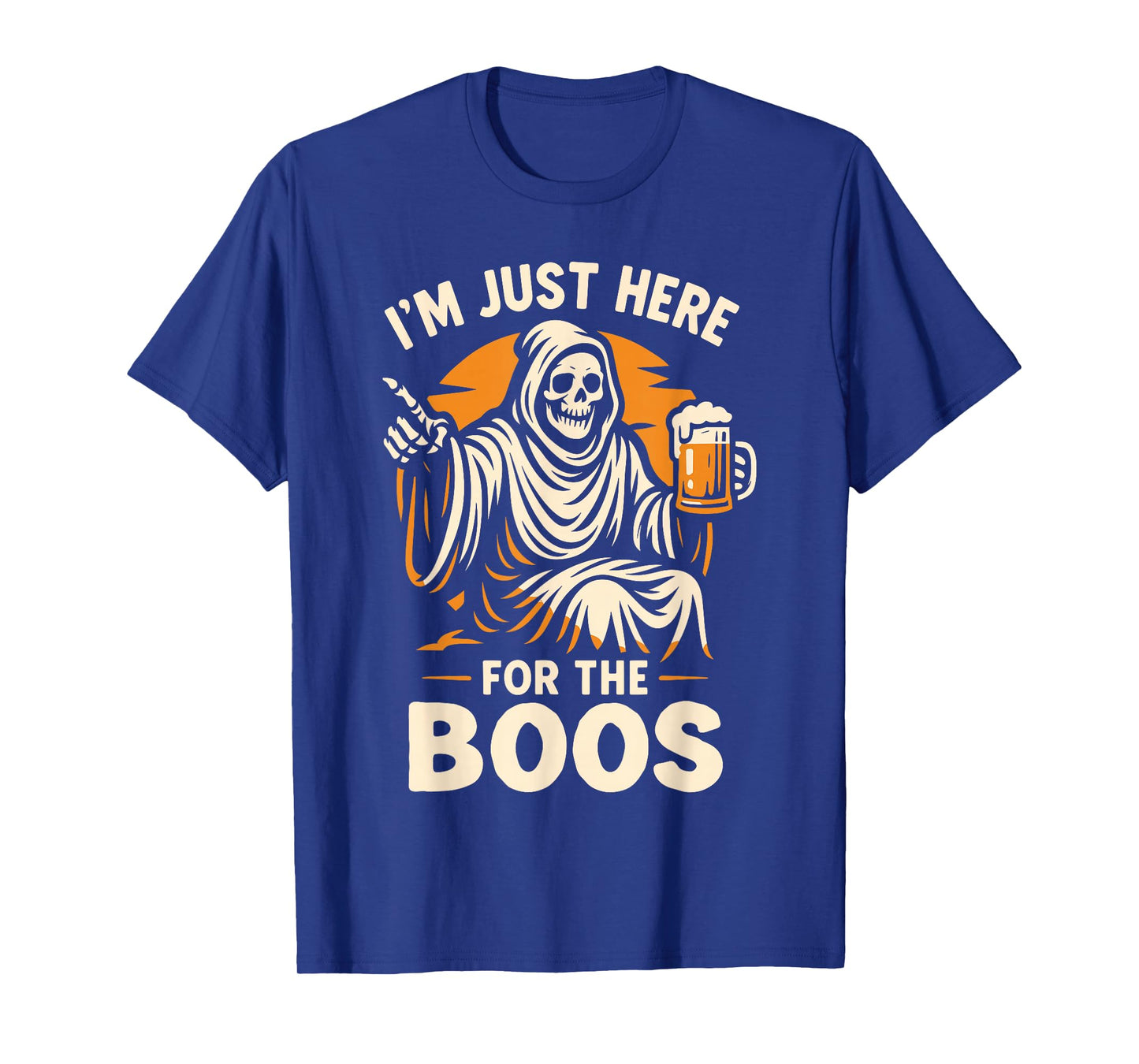Adult Halloween Shirt, Skeleton I’m Just Here for the Boos T-Shirt