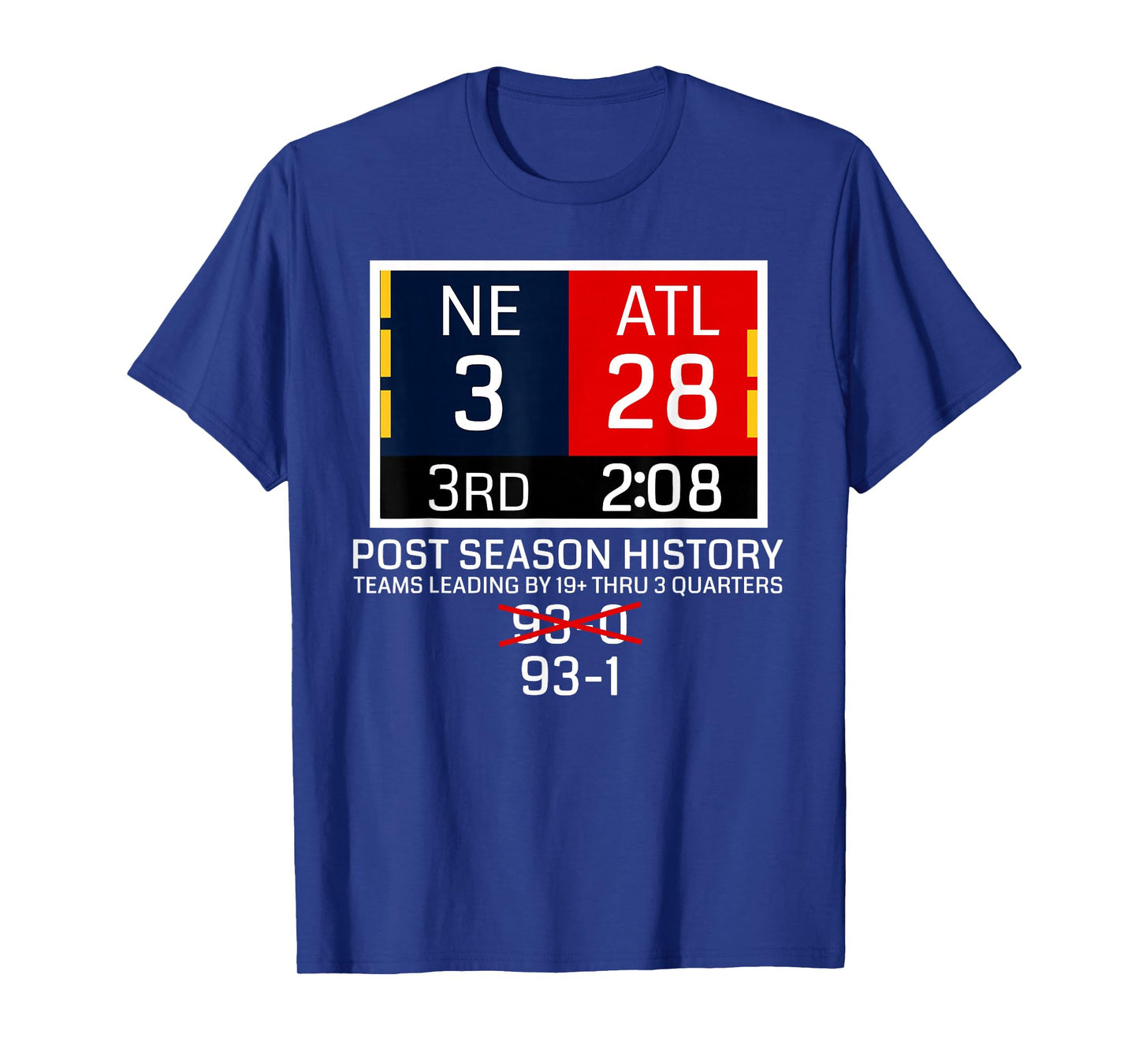 New England 3 - Atlanta 28 T-Shirt - Funny Postseason Trivia T-Shirt