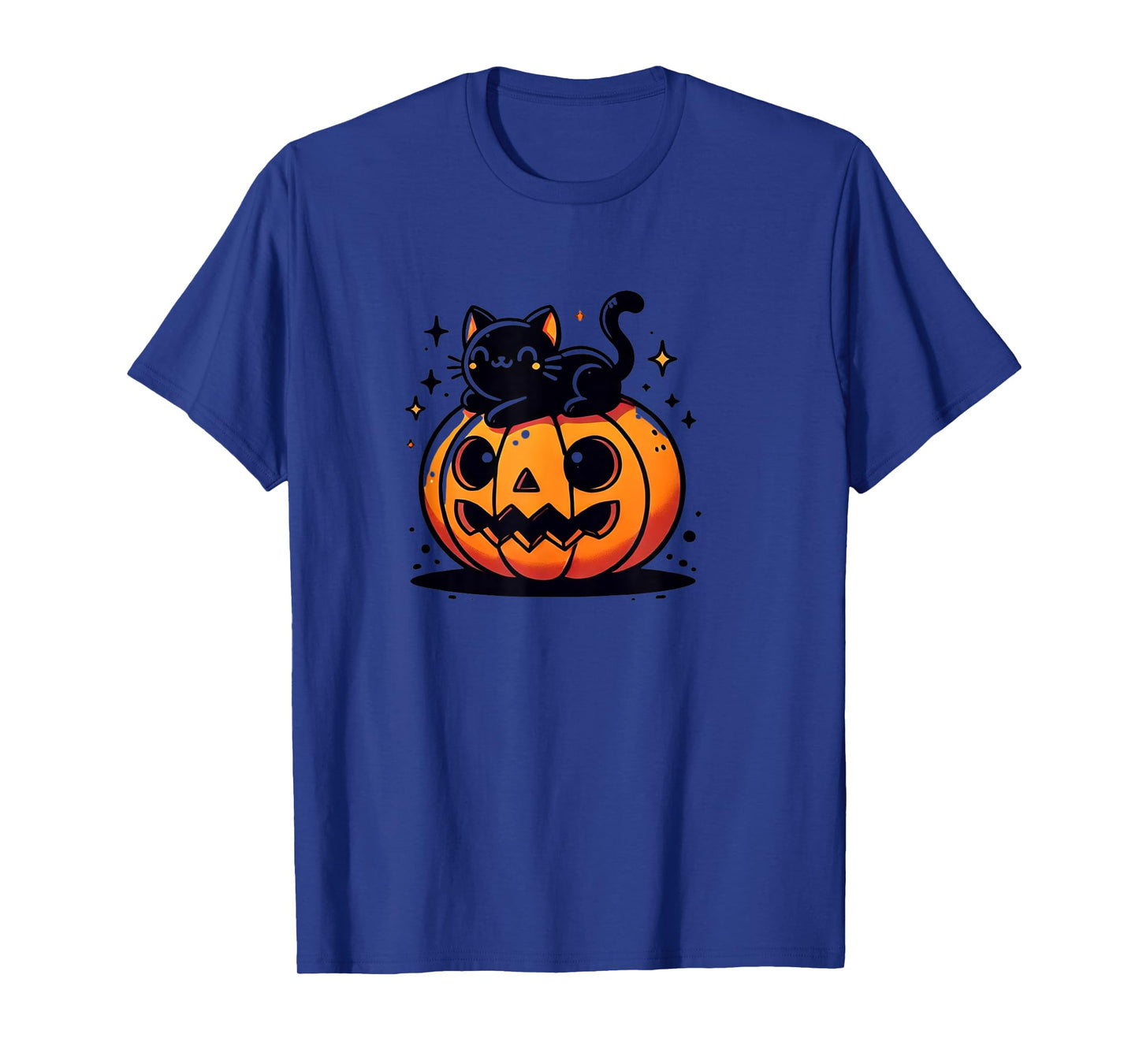Kawaii Anime Halloween Cat Pumpkin Kids Womens T-Shirt