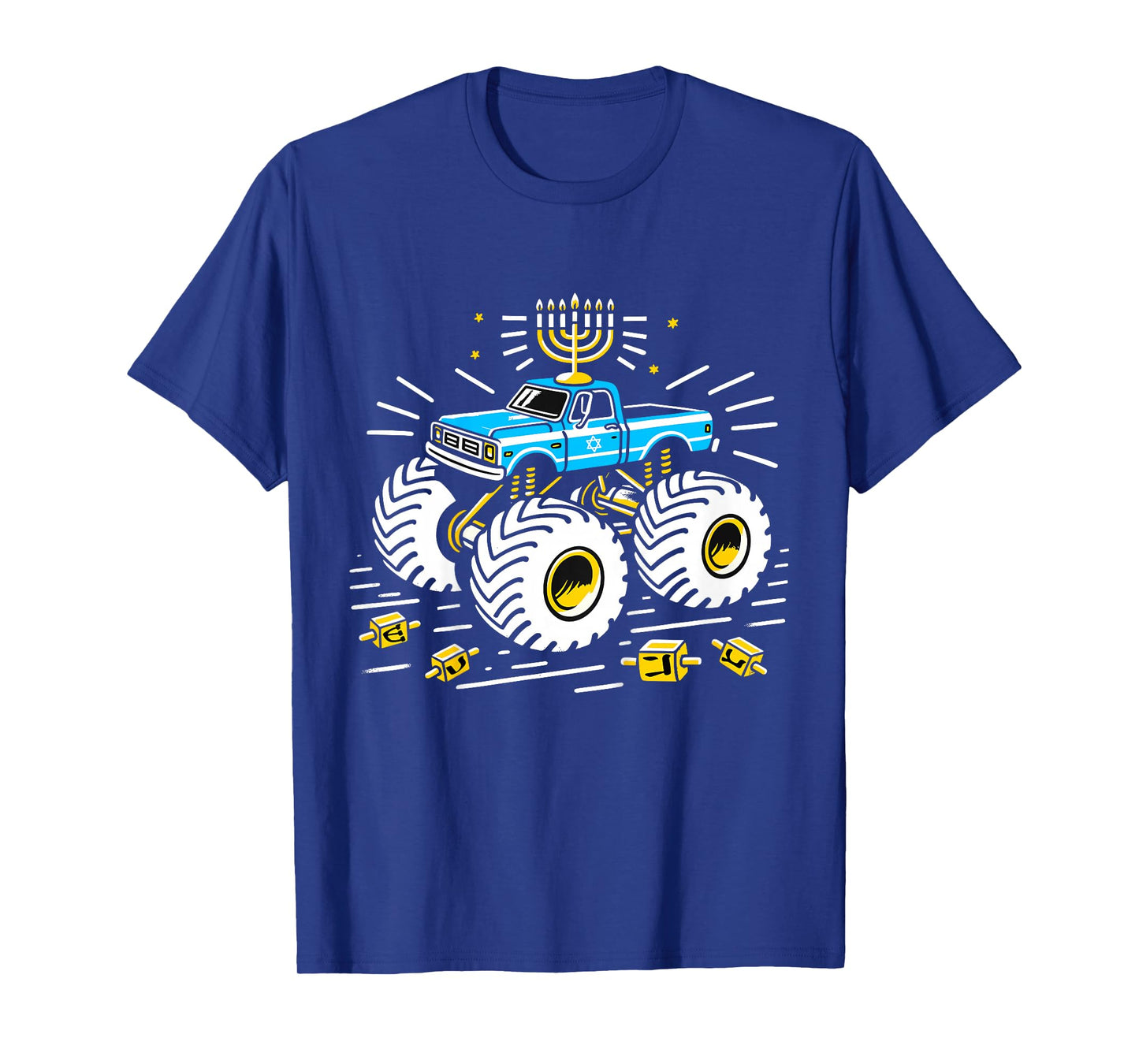 Kids Monster Truck Menorah Dreidel Toddler Boys Hanukkah PJs T-Shirt