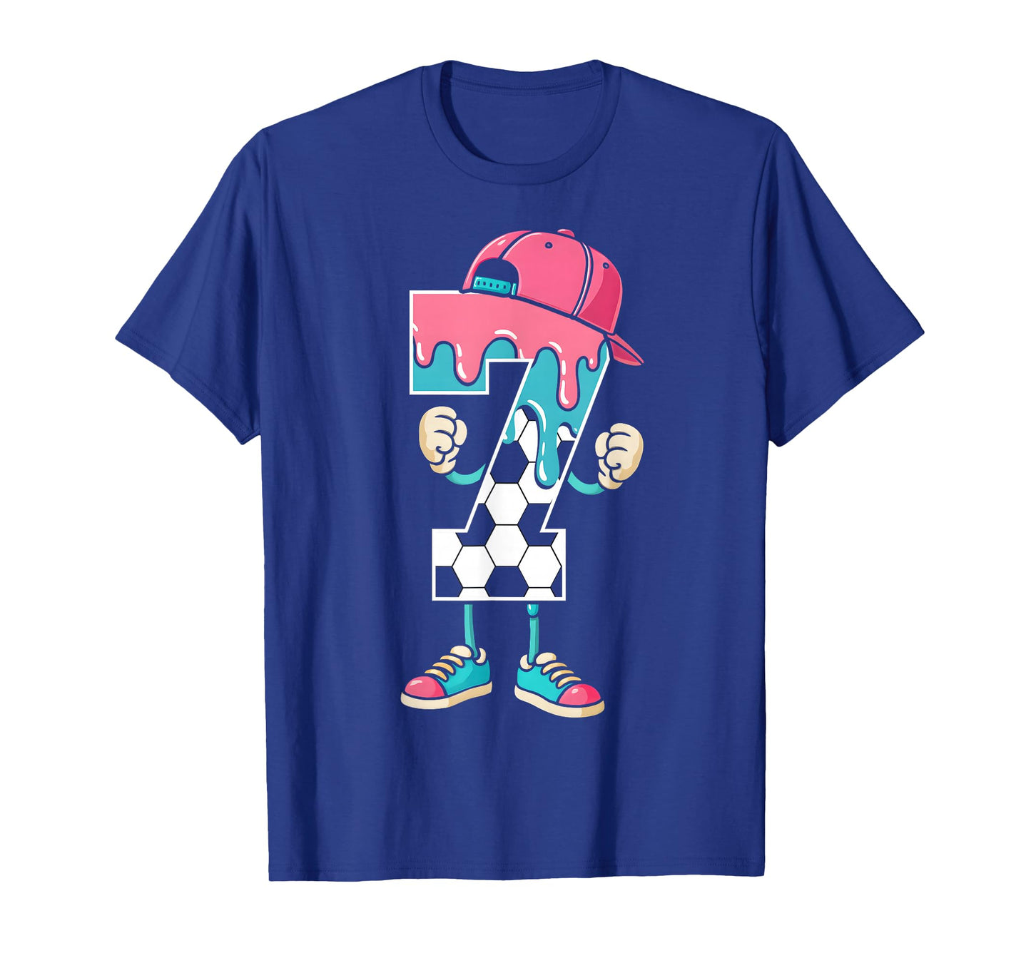 Soccer 7 Year Old Ice Cream Drip Youth 7th Birthday Boy 7 T-Shirt