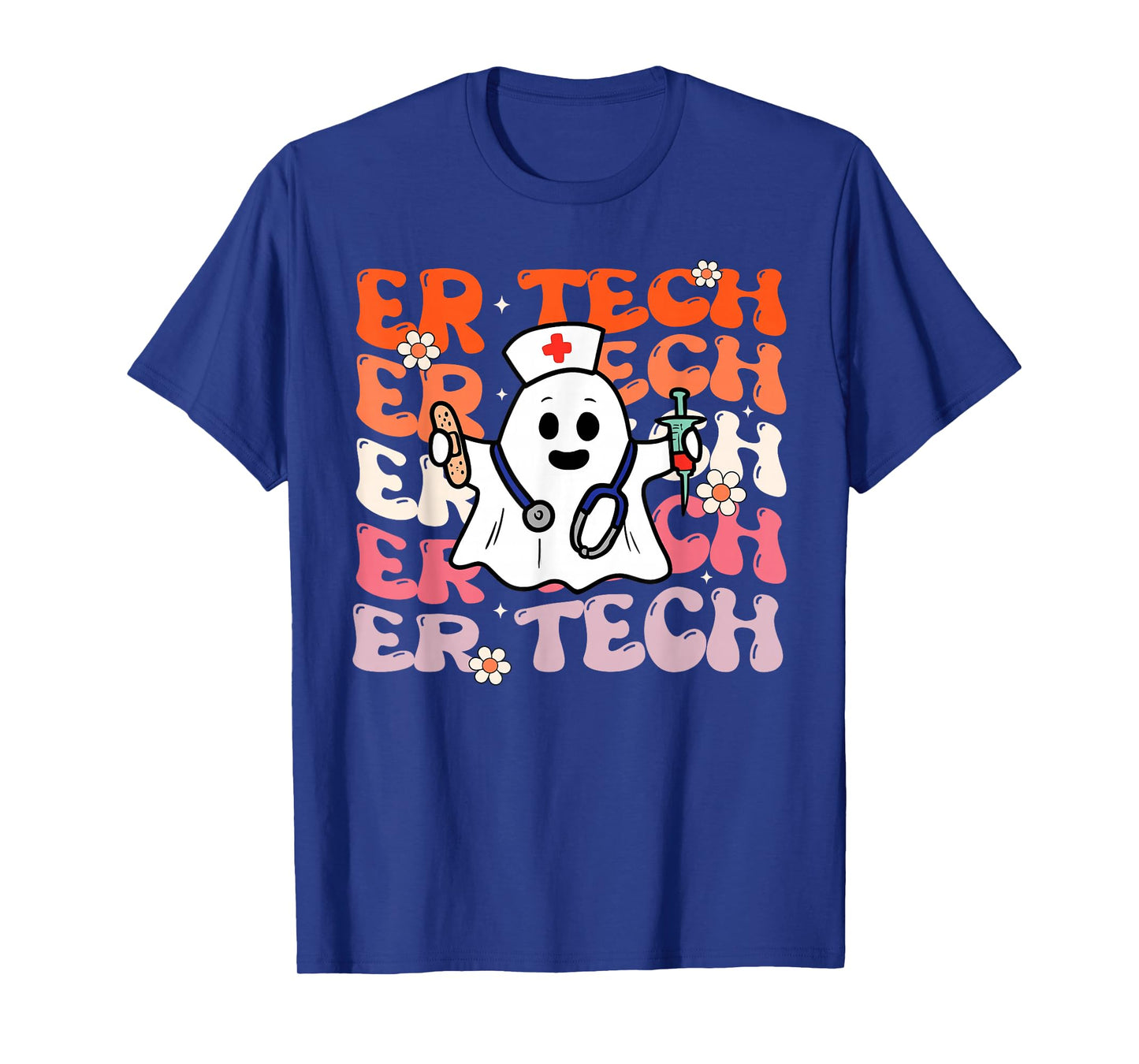 ER Tech Groovy Funny Halloween Ghost Nursing Spooky Costume T-Shirt