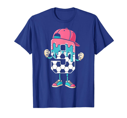 Soccer 9 Year Old Ice Cream Drip Youth 9th Birthday Boy 9 T-Shirt