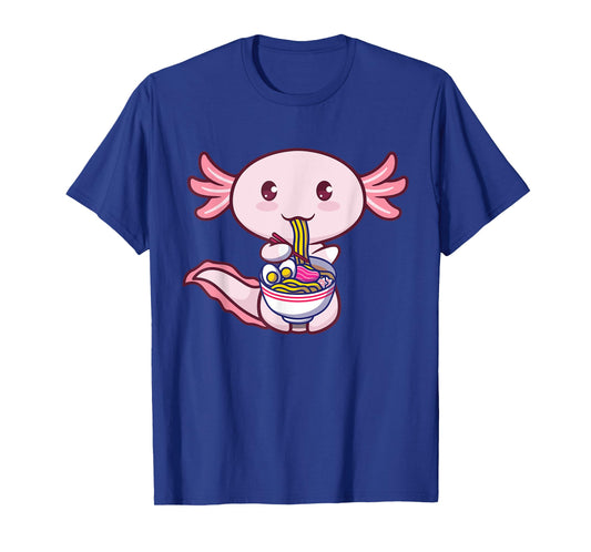 Ramen Axolotl Fish Eating Ramen Cute Kawaii Amine Japanese T-Shirt
