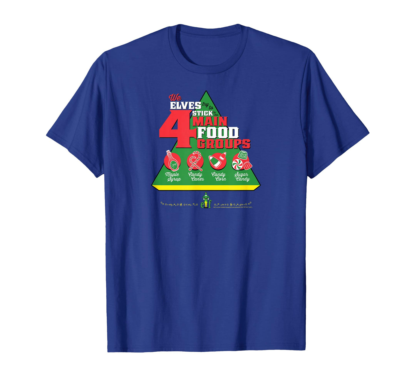 Elf Food Groups Food Pyramid Funny Christmas T-Shirt