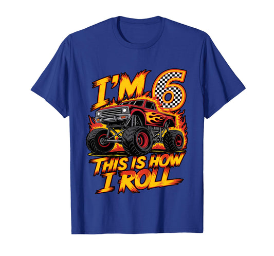 Monster Truck 6th Birthday 6 Year Old Boy Born 2019 Kids T-Shirt