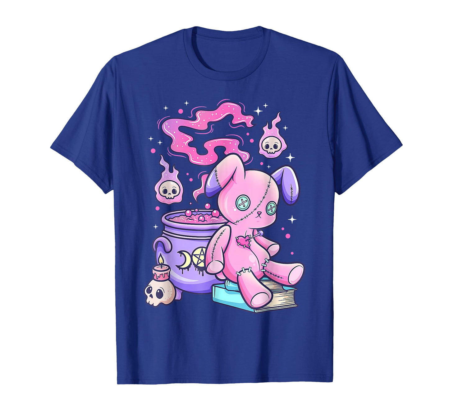 Kawaii Pastel Goth Cute Creepy Witchy Bear T-Shirt Small