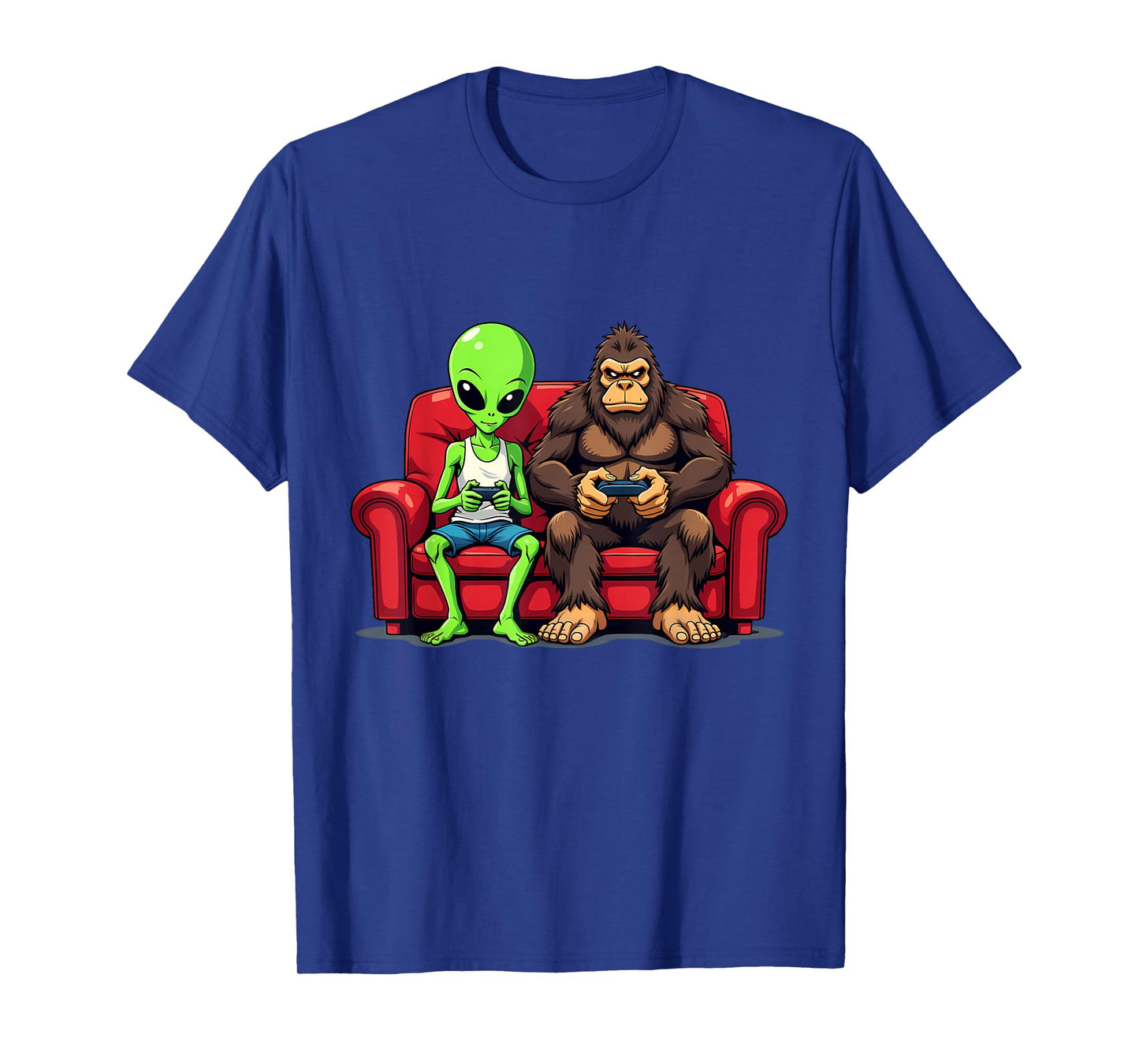 Funny Bigfoot Alien Sasquatch Gaming UFO Design T-Shirt
