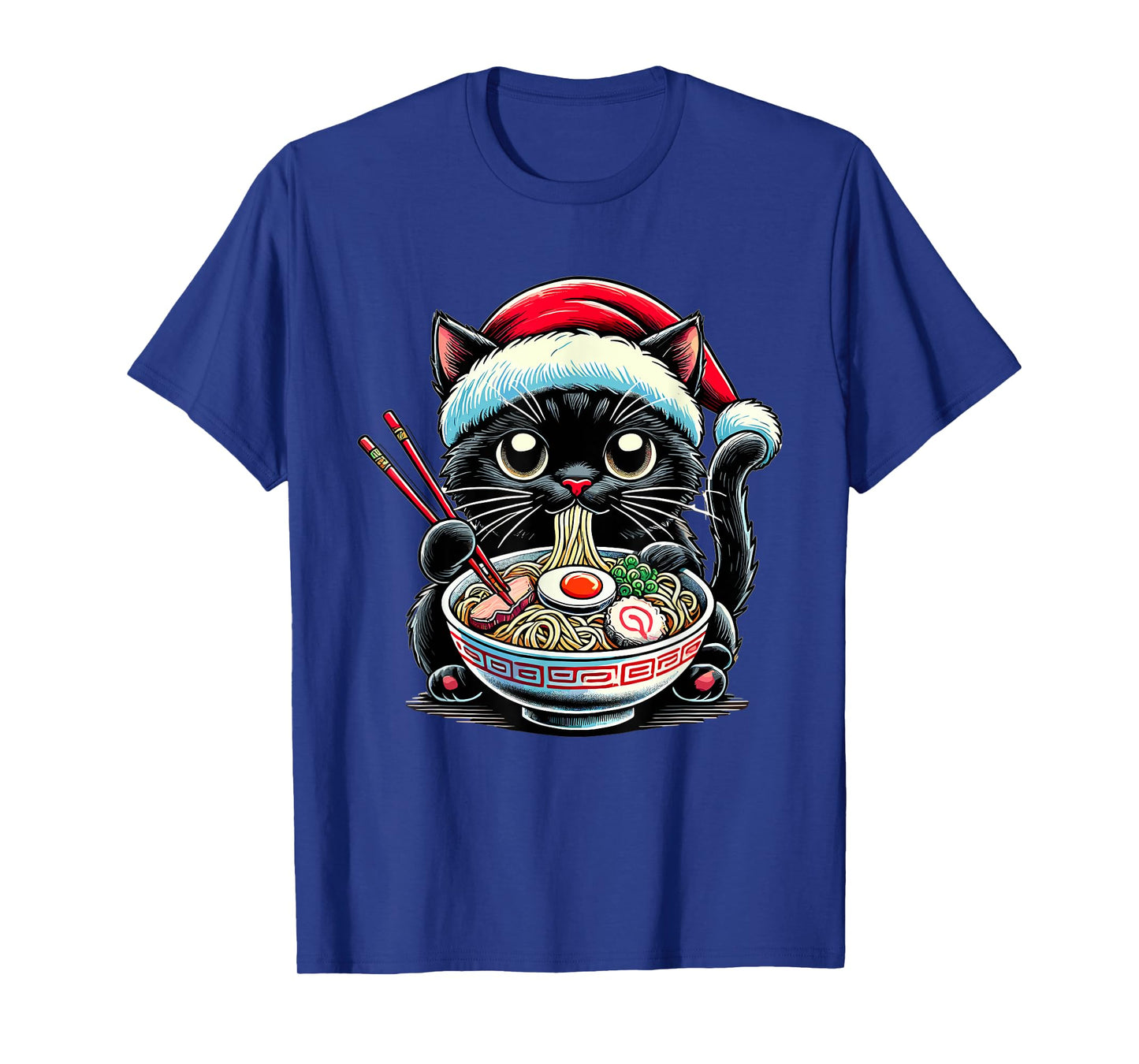 Cat Ramen Santa Hat Japanese Christmas Xmas T-Shirt