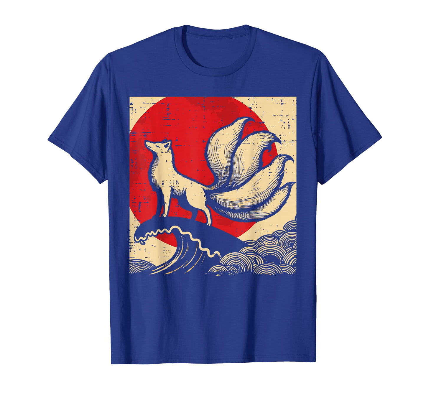 Nine Tailed Fox Red Sun Japanese Ukiyo-e Art Women Men Kids T-Shirt