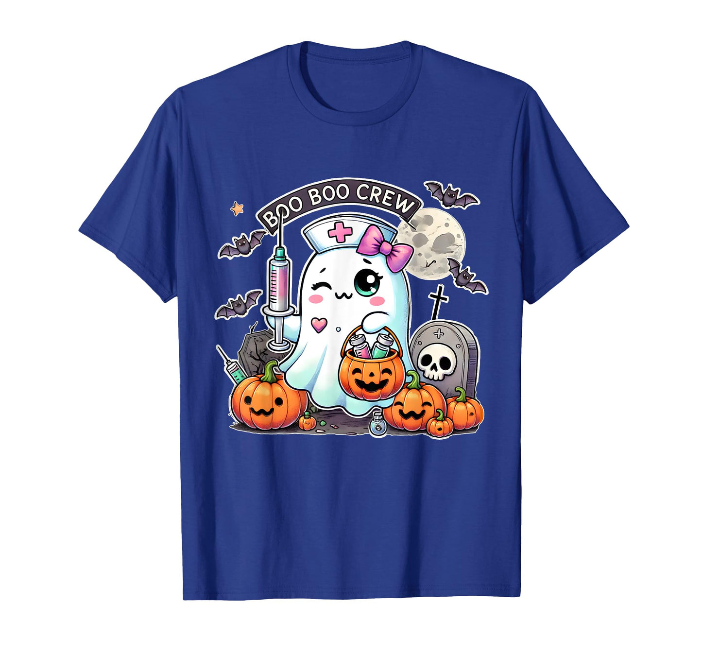 Boo Boo Crew Ghost and Pumpkins Seasonal Halloween Nurse T-Shirt