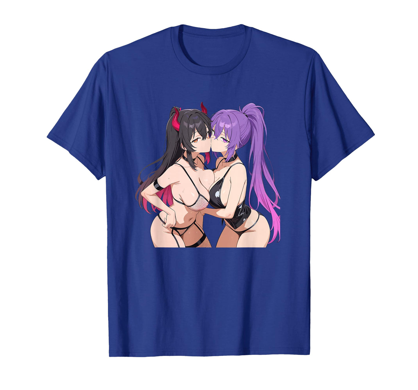 Waifu Sexy Anime Kissing Girl Horns Japanese Manga T-Shirt