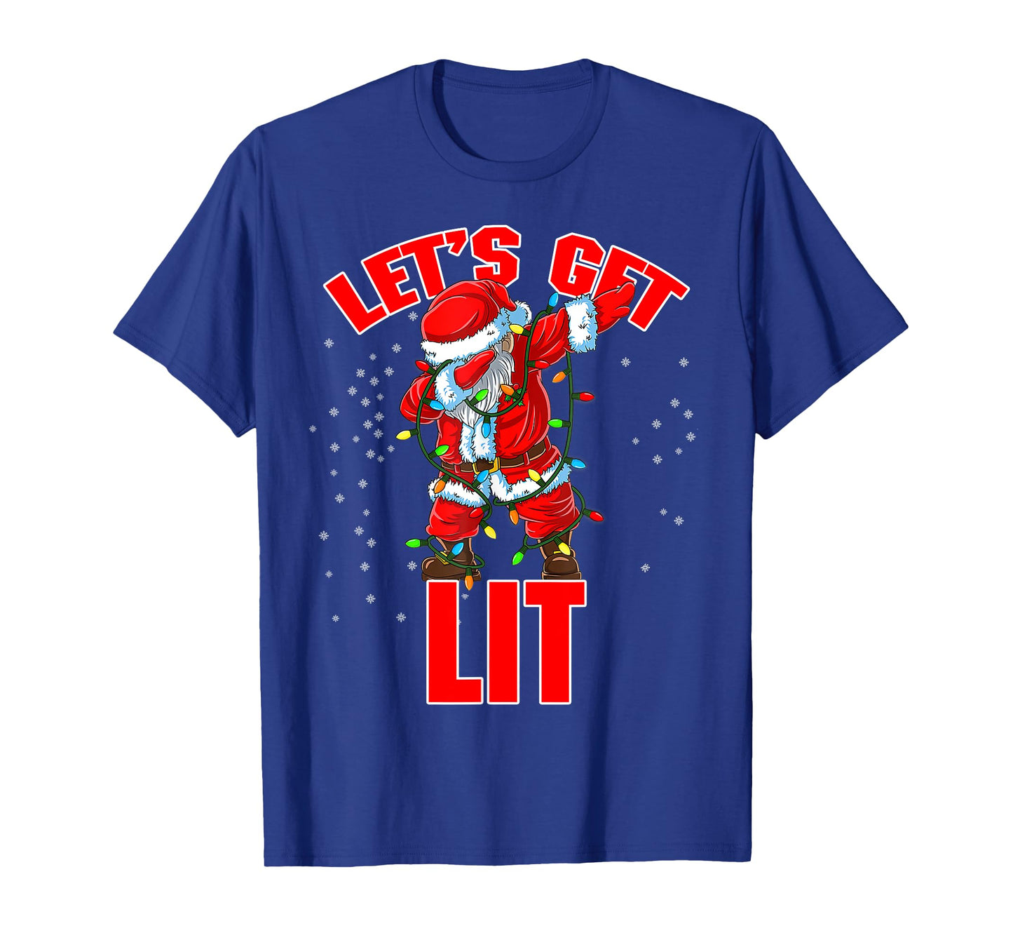Let's Get Lit Drinking Santa Hat Dabbing Christmas Lights T-Shirt