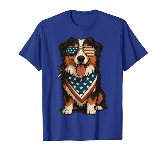 Australian Shepherd USA 4th of July Aussie Patriot T-Shirt