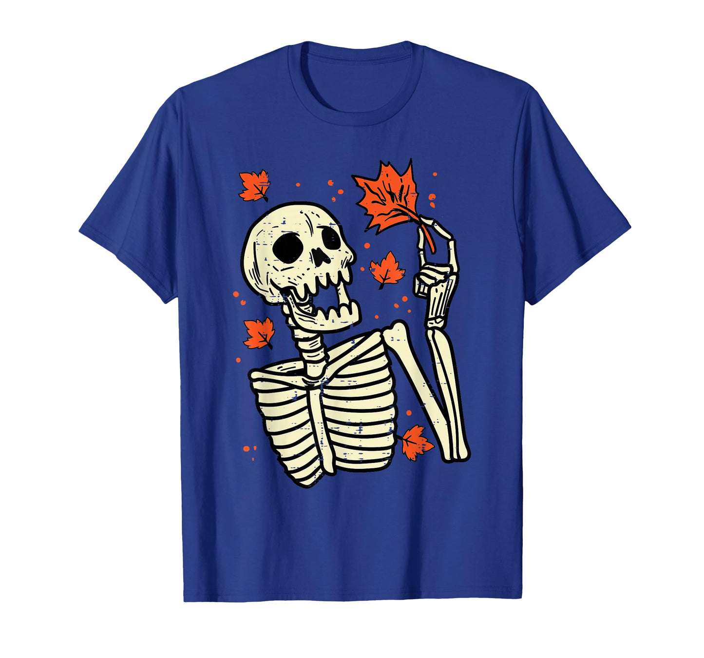 Skeleton Maple Leaf Skull Retro Vintage Halloween Fall Women T-Shirt