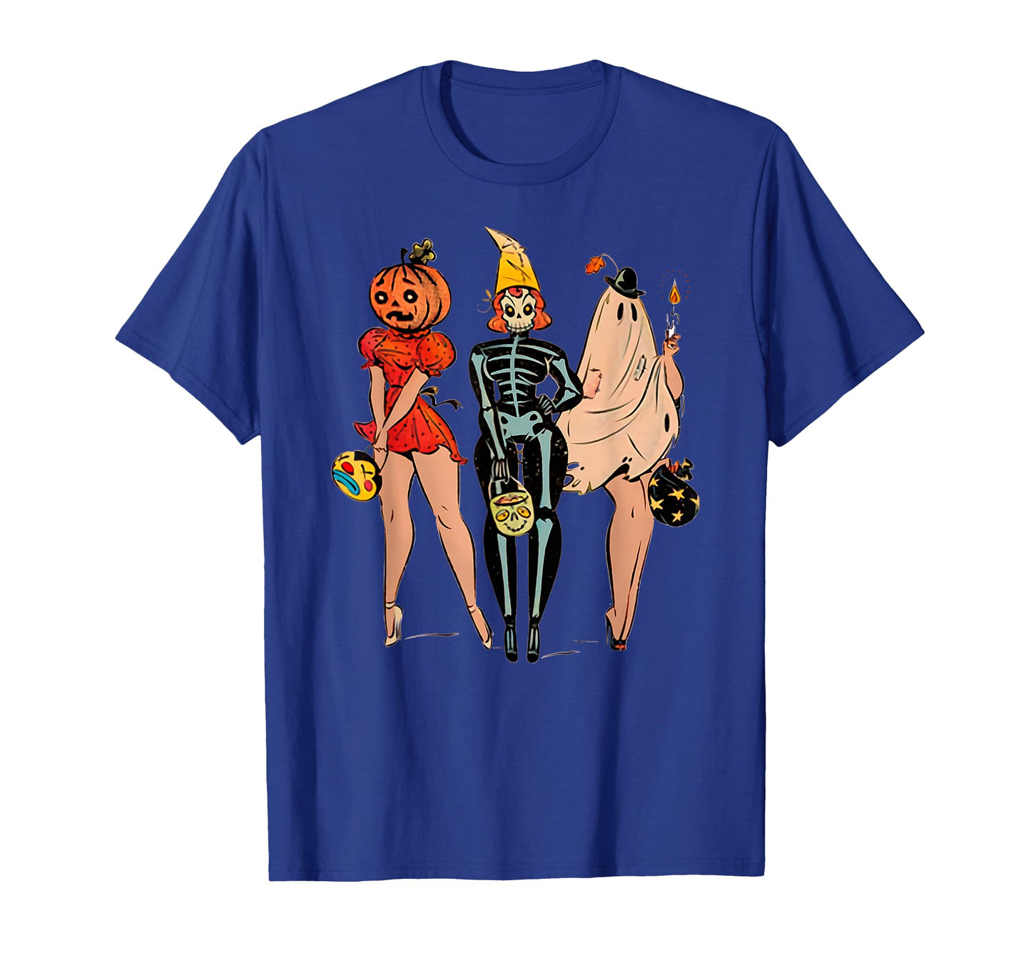 Halloween Witch Pin Up Retro Vintage Pumpkin Women T-Shirt
