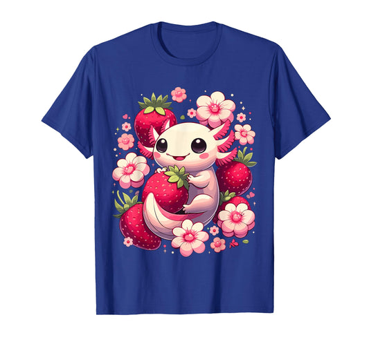 Cute Axolotl Kawaii Anime Axolotl Strawberry T-Shirt