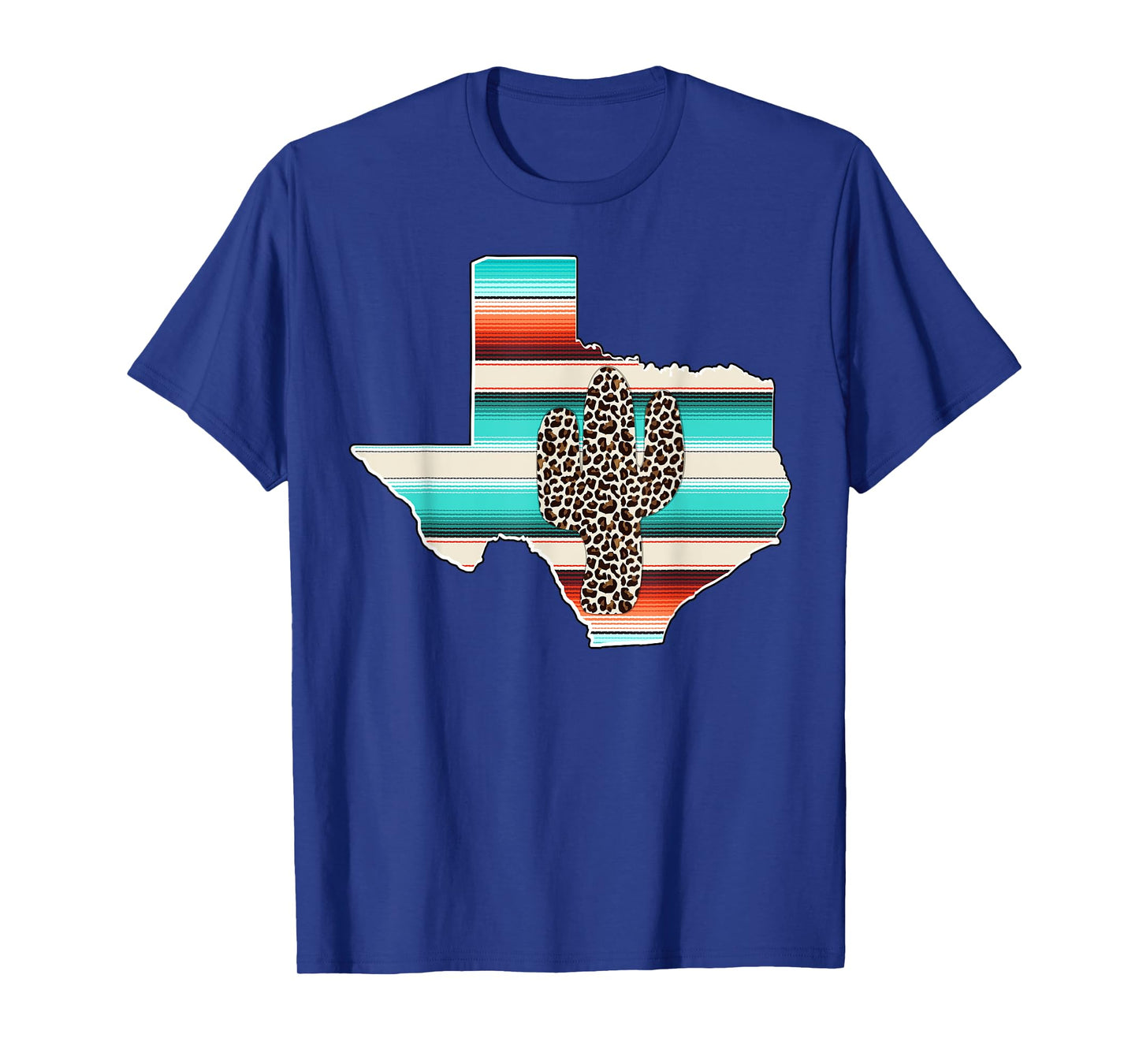 Texas State Pride Leopard Cactus Serape print Turquoise T-Shirt