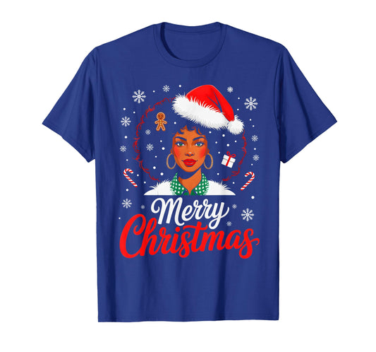 Merry Christmas Black Women African American Xmas Pajamas T-Shirt