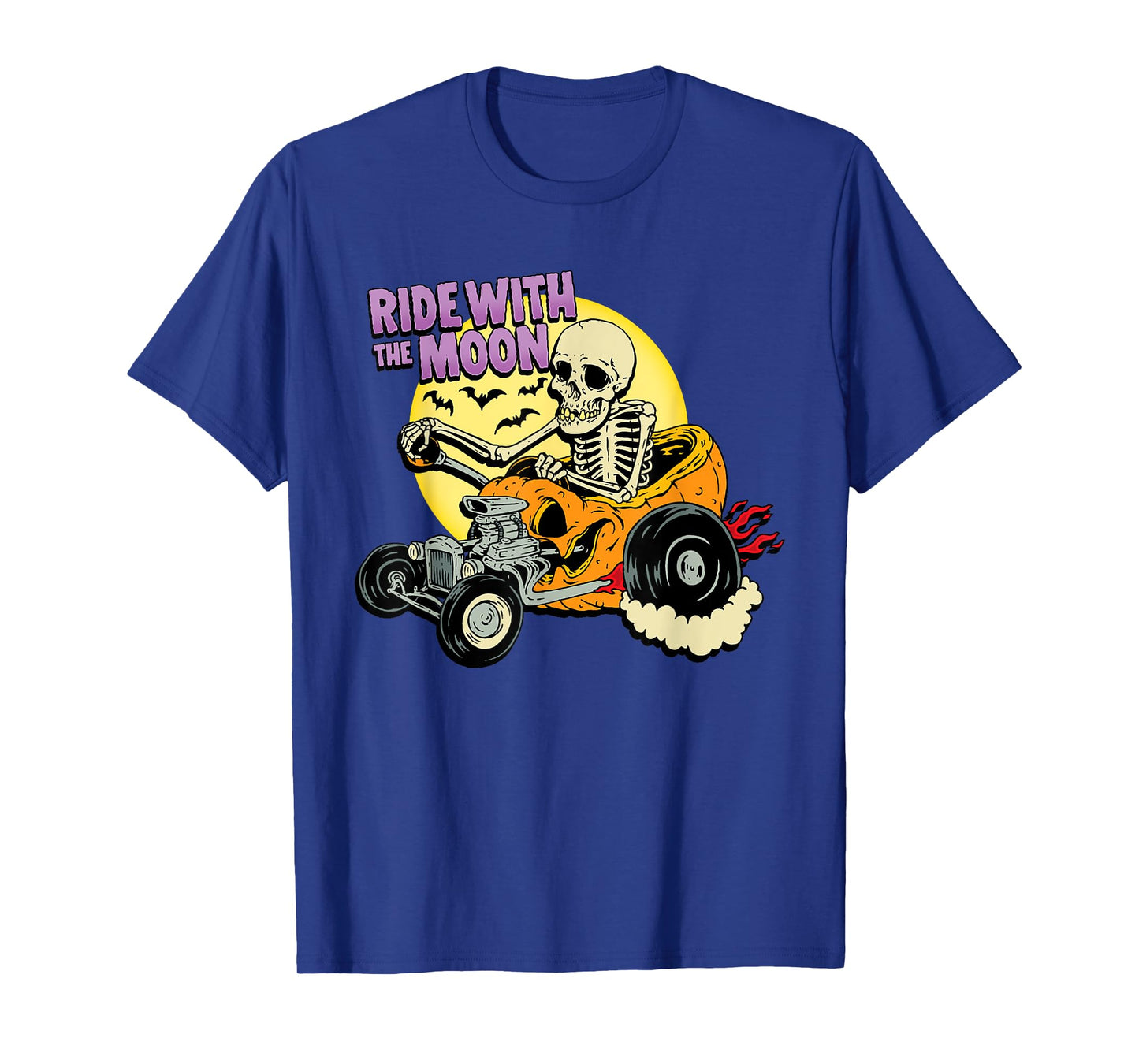 Halloween Pumpkin Hot Rod Skeleton King Rat Rod Dragster T-Shirt