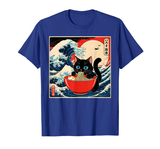 Cat Ramen Japanese Funny Graphic Tees Kawaii Cat Anime Gifts T-Shirt