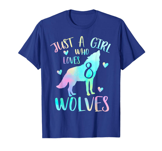 8 Years Wolf Birthday - Just a Girl Who Loves Wolves T-Shirt