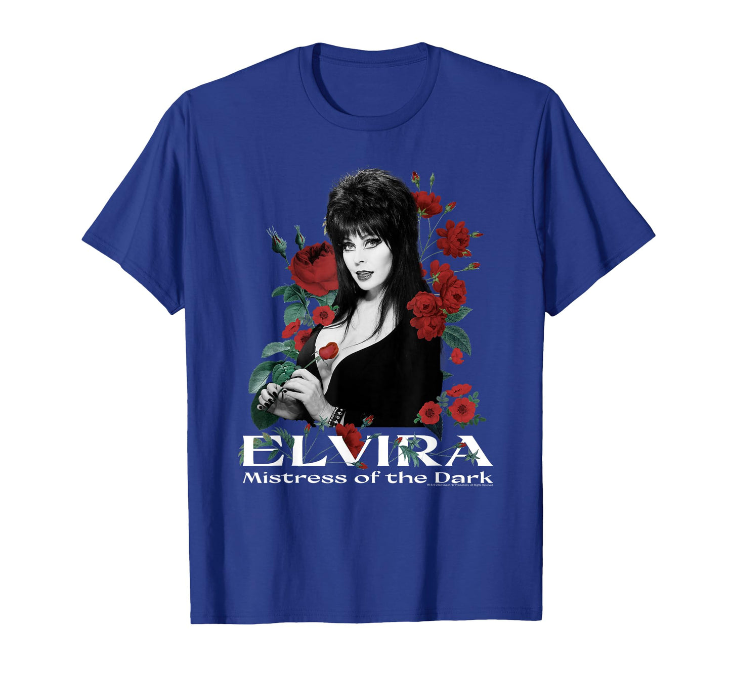 Elvira Mistress of The Dark Red Roses Portrait T-Shirt