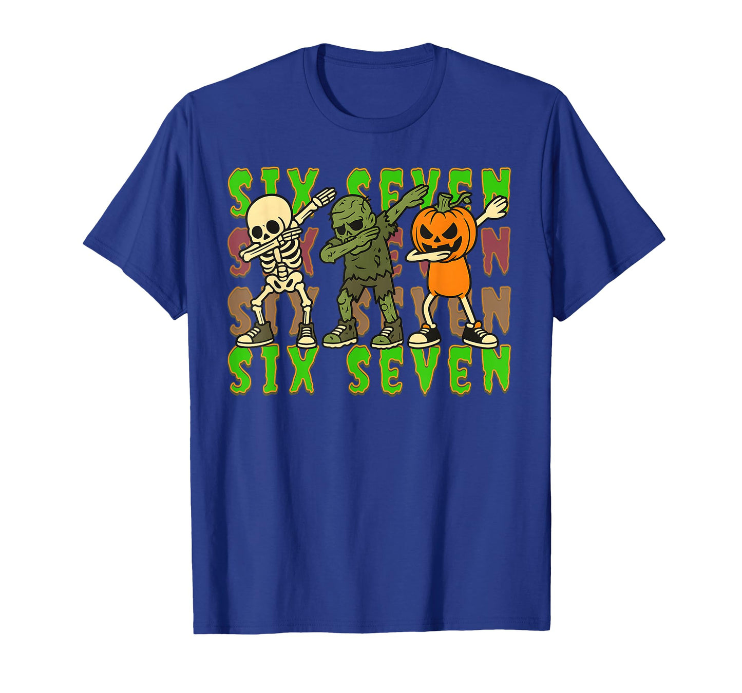 67 Halloween Meme Six Seven Dabbing Skeleton Zombie Pumpkin T-Shirt