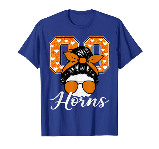 Retro Go Horns Name Game Day Gift for Men Women T-Shirt