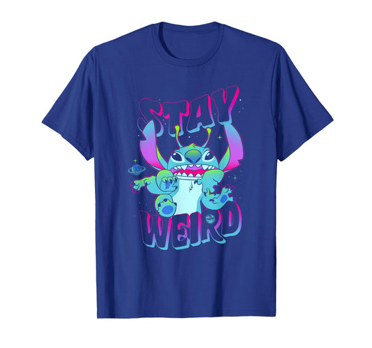 Disney Lilo & Stitch Stay Weird Neon Galaxy Stitch T-Shirt