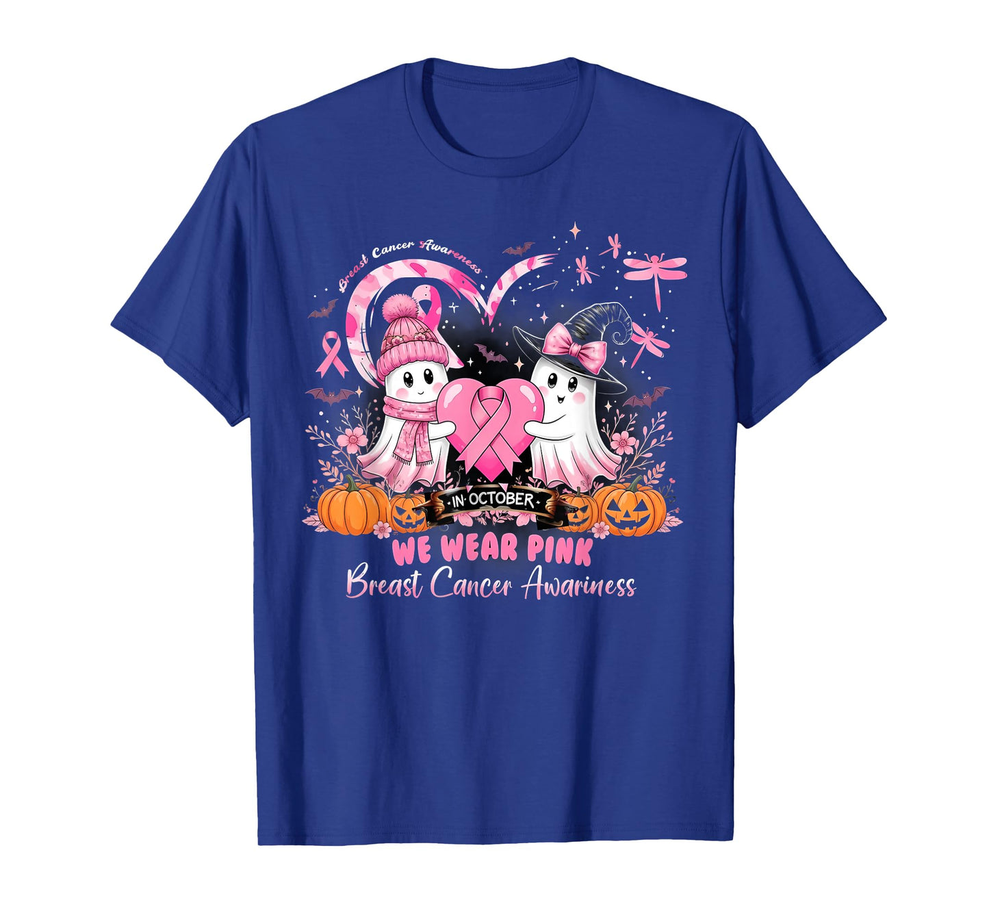 in October We Wear Pink Breast Cancer Dragonflies Awareness T-Shirt