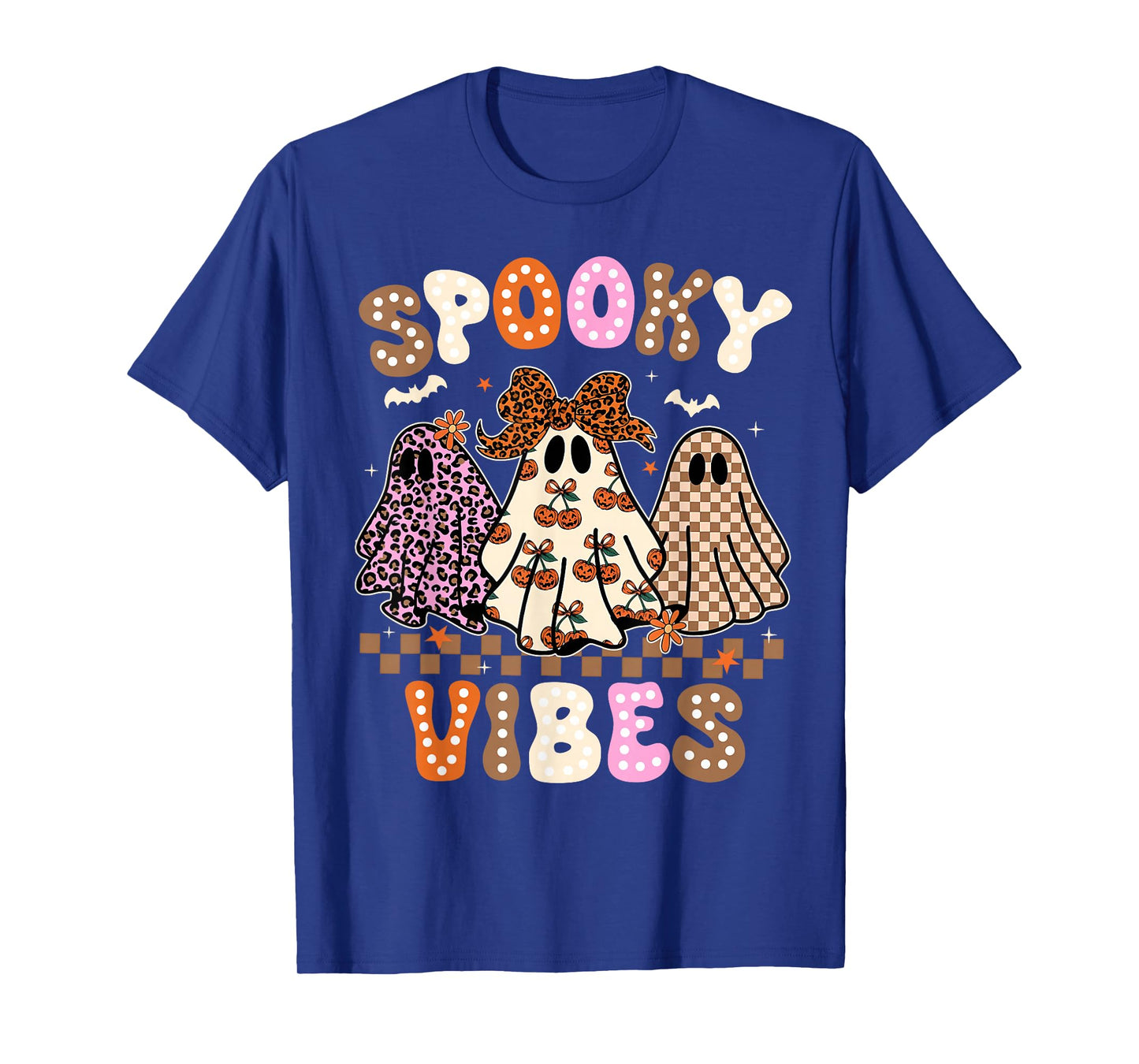 Groovy Spooky Vibes Cute Boo Ghost Halloween Costumes Girls T-Shirt