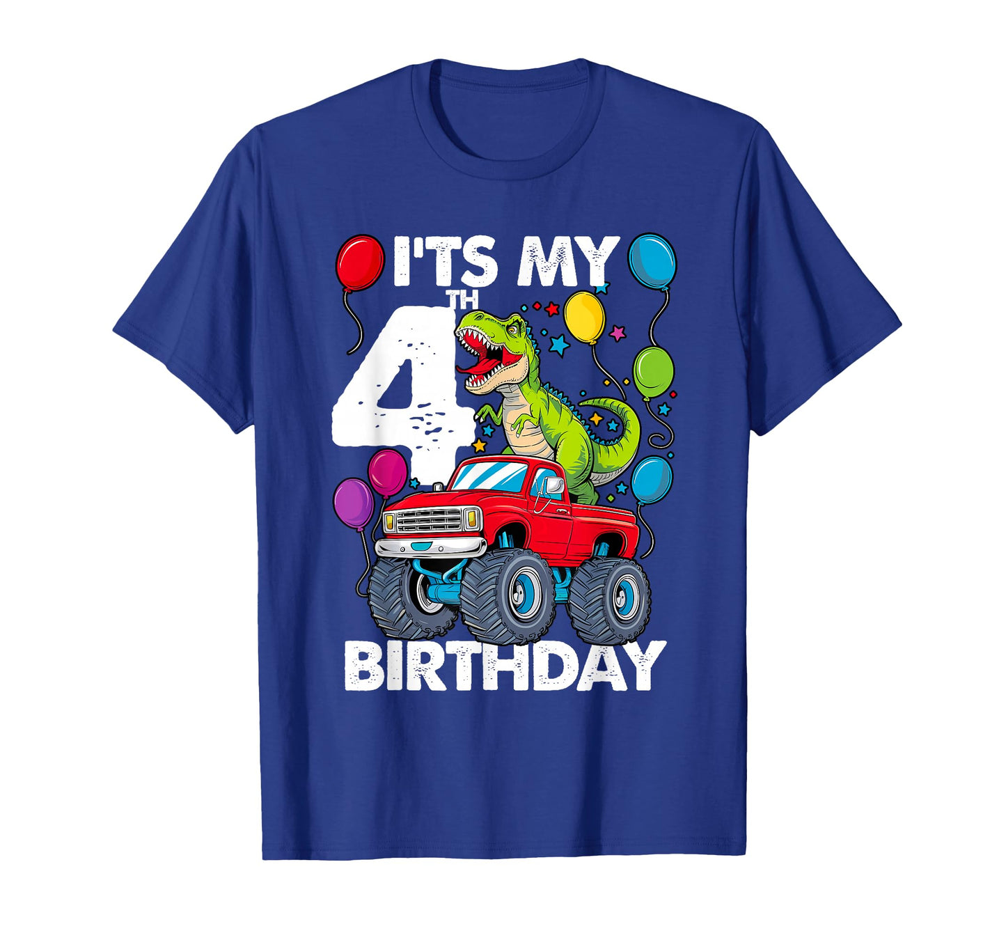It's My 4th Birthday Dinosaur Monster Truck T-Shirt