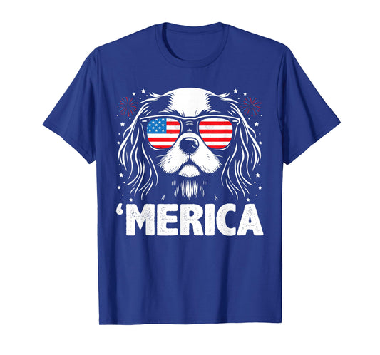 Cavalier King Charles 4th of July Merica Patriotic Dog Tee T-Shirt