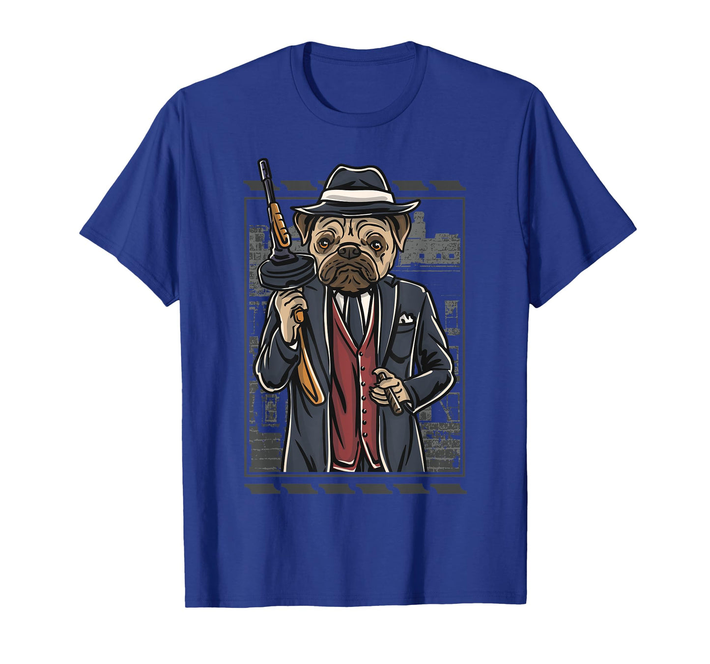 Funny mean looking Bad Pug Dog with Gun & cigar from 1920's T-Shirt for Men Women