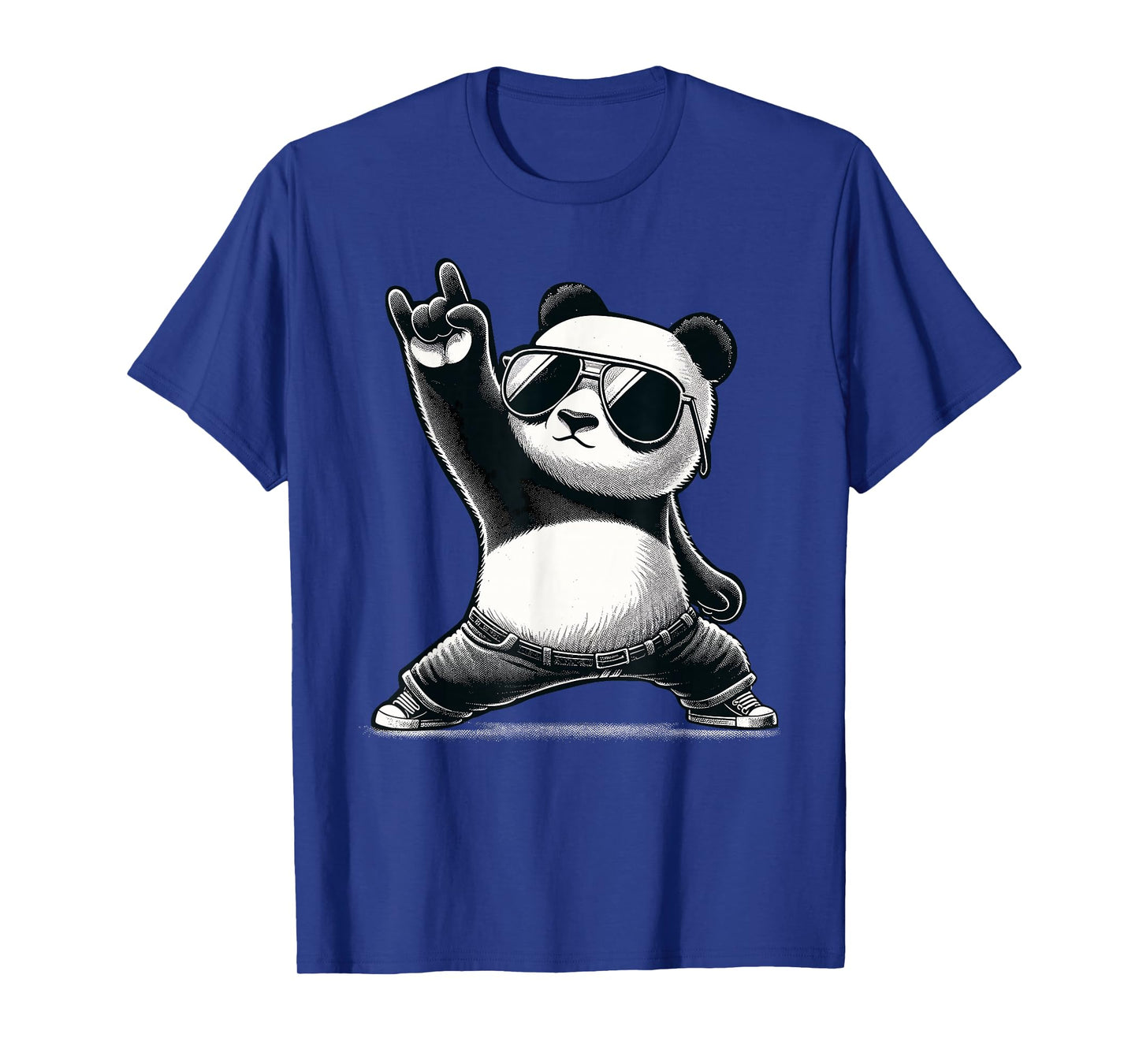 Retro Panda Rock Music Gift Men Kids Women Funny Panda T-Shirt