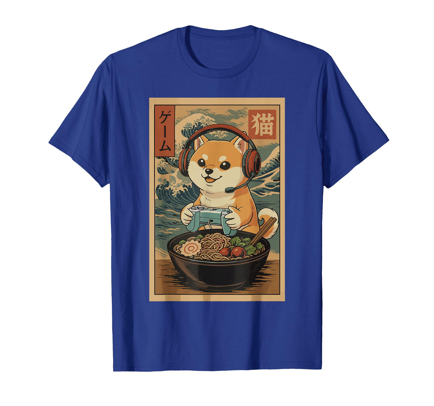 Kawaii Japanese Ramen Dog Retro Gaming Shirts for Men T-Shirt