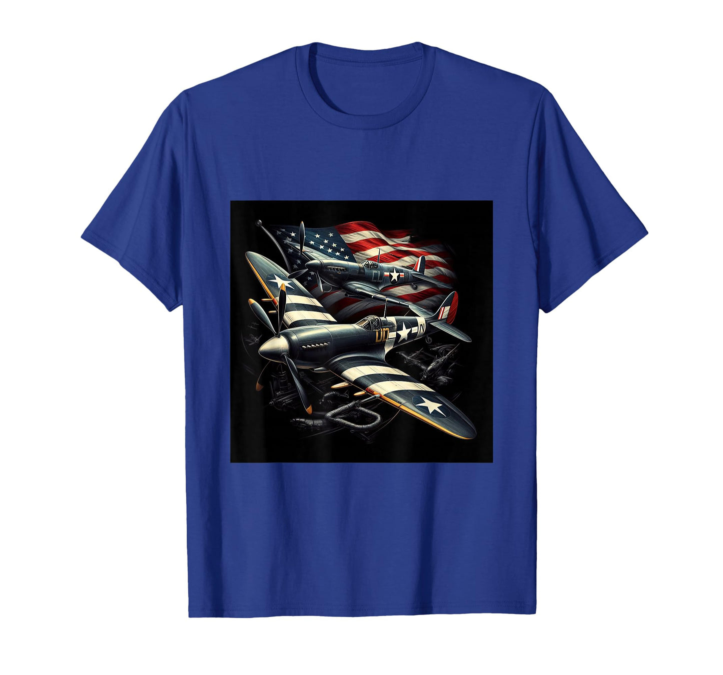 Spitfire F4U Corsair WW2 Airplanes US Flag T-Shirt