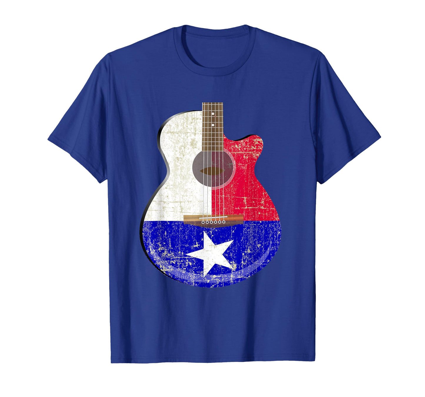 Guitar Texas Flag Distressed Acoustic Guitar Fan T Shirt T-Shirt