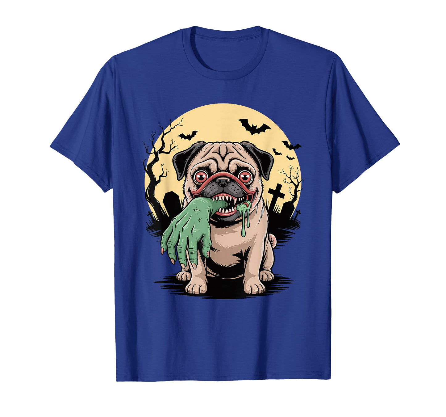 Halloween Moon Zombie Hand Pug Pugs T-Shirt