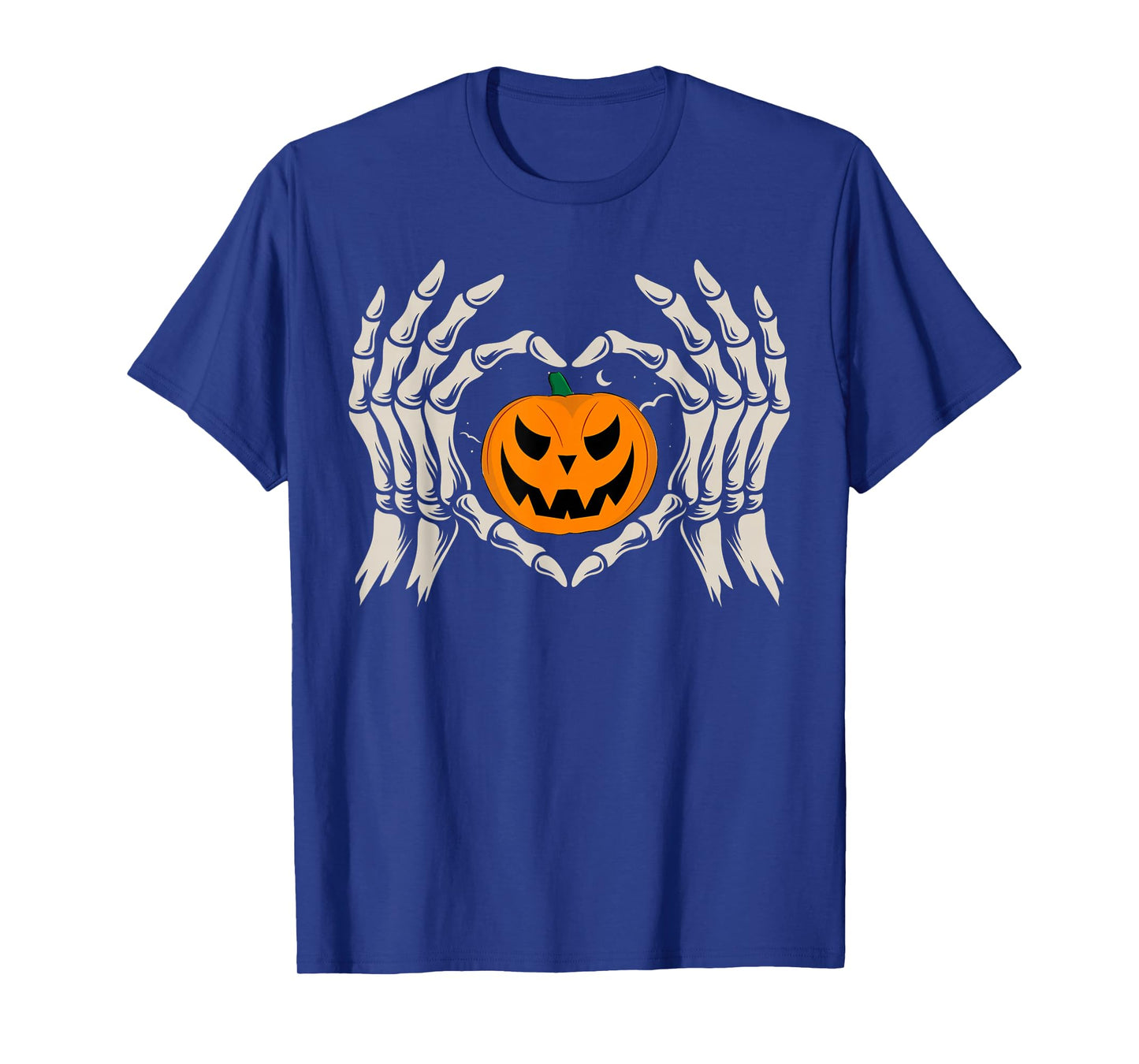 Skeleton Hand Heart with Pumpkin Halloween Funny Bones Love T-Shirt