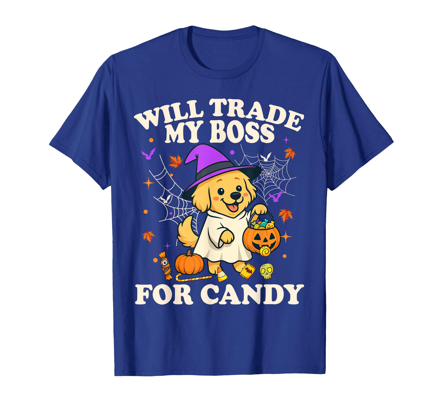 Funny Halloween Golden Retriever Dog Candy Trick or Treat T-Shirt