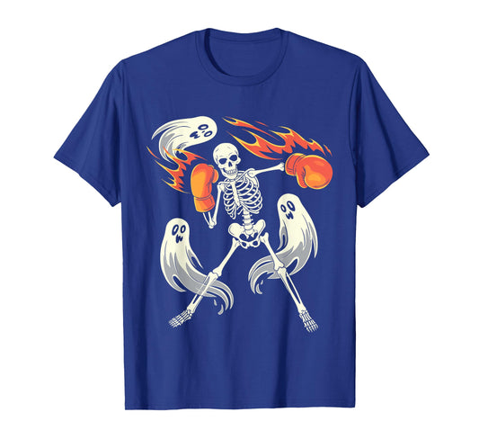 Funny Skeleton Boxing Lovers Spooky Halloween Boxer Ghosts T-Shirt