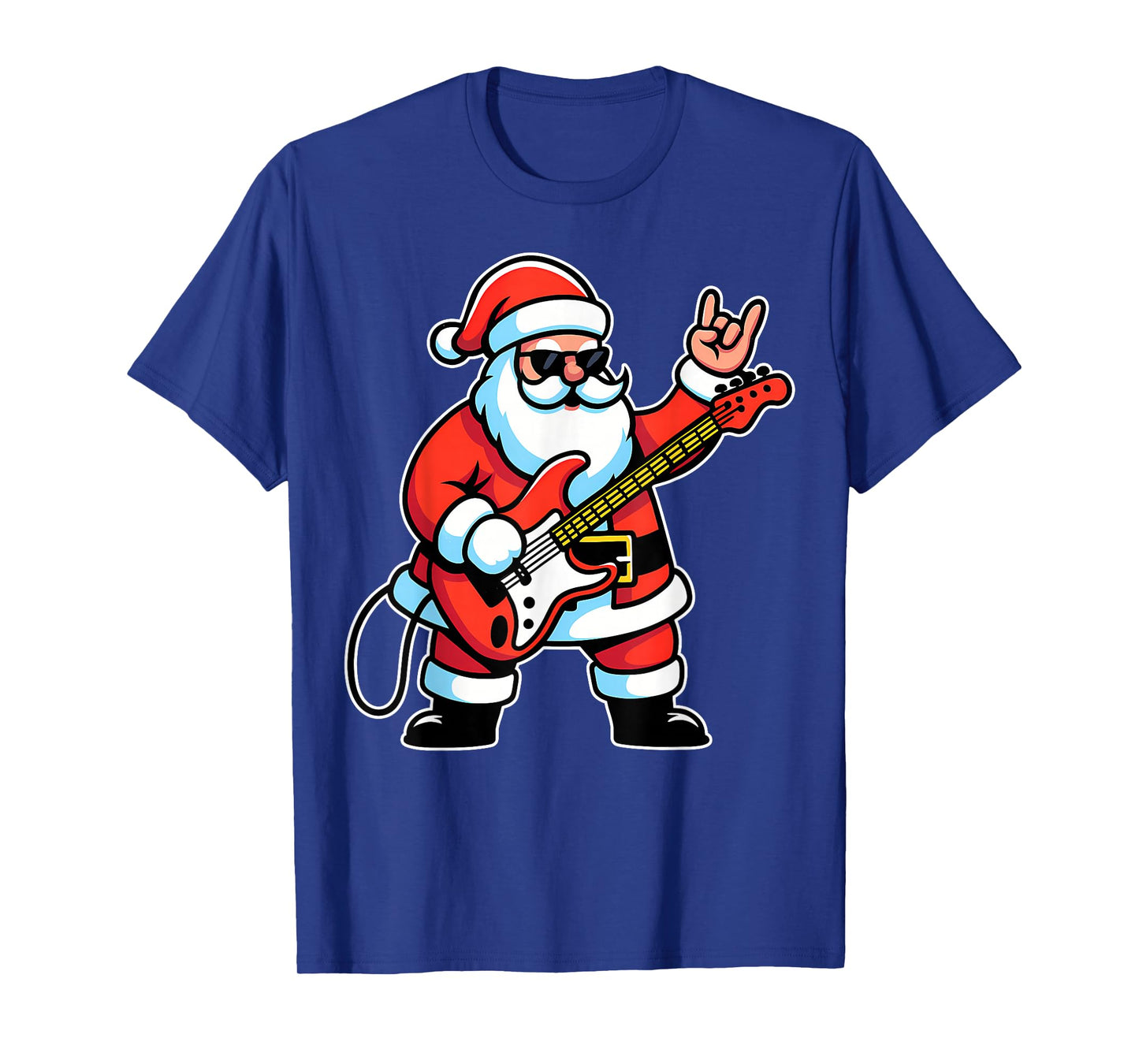 Rock & Roll Christmas Santa Claus Guitar Player Men Boy Kid T-Shirt