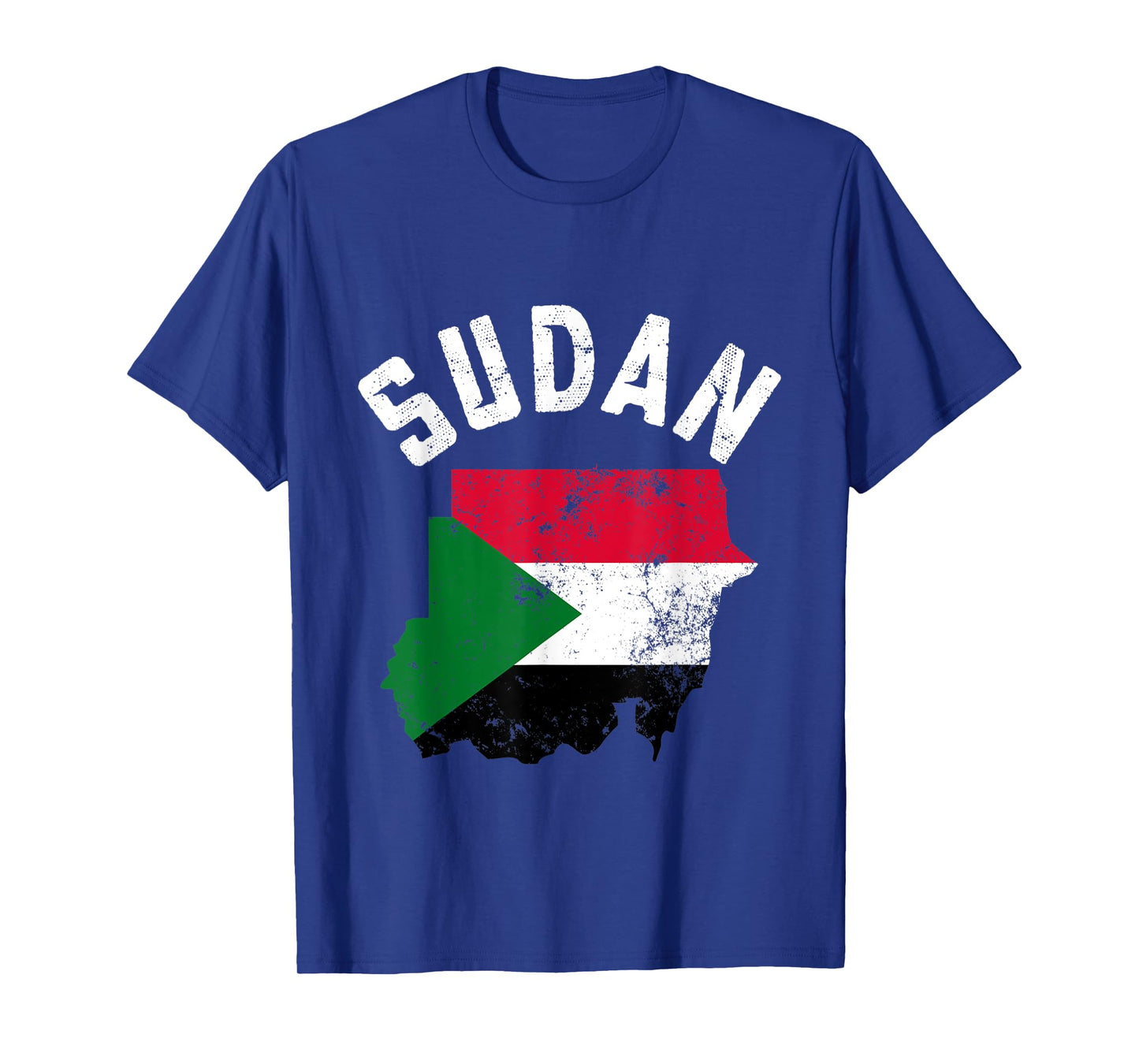 Distressed Patriotic Sudan Flag Map Men Women T-Shirt